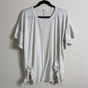 Three Bird Nest shirt ribbed ruffle size small EUC